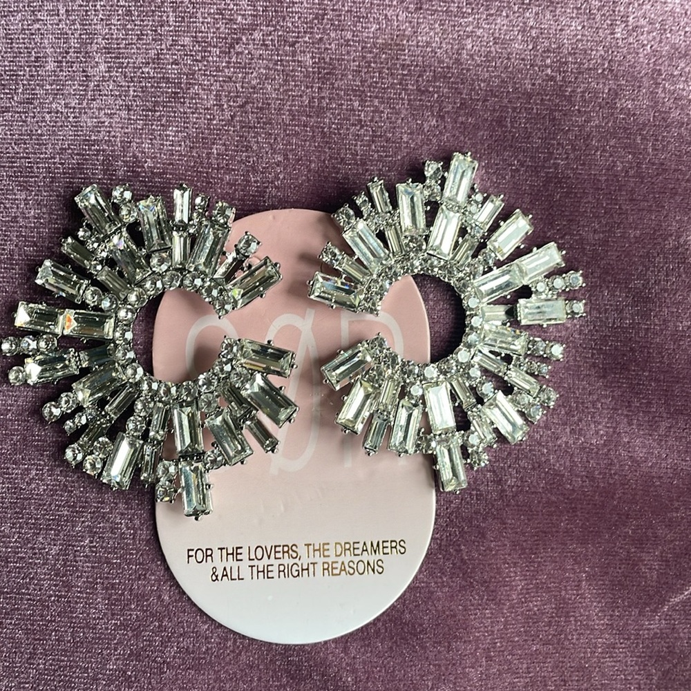 8 Other Reasons Stone Burst Statement Earrings in Silver - Picture 2 of 6